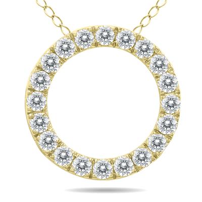 1/2 Carat TW Diamond Circle Pendant in 10K Yellow Gold