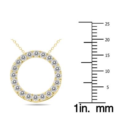 3/4 Carat TW Diamond Circle Pendant in 10K Yellow Gold