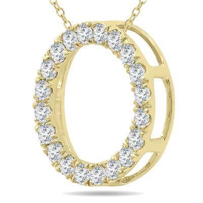 3/4 Carat TW Diamond Circle Pendant in 10K Yellow Gold