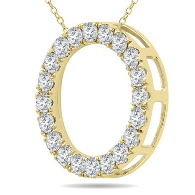 1 1/2 Carat TW Diamond Circle Pendant in 10K Yellow Gold