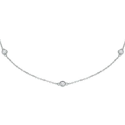 1 1/2 Carat TW Bezel Set Diamond Station Necklace in 14K White Gold