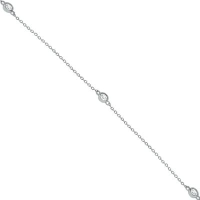 1 1/2 Carat TW Bezel Set Diamond Station Necklace in 14K White Gold