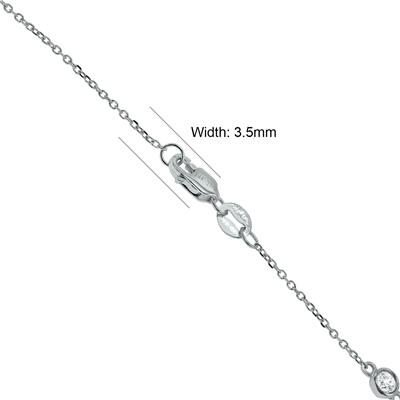 1 1/2 Carat TW Bezel Set Diamond Station Necklace in 14K White Gold