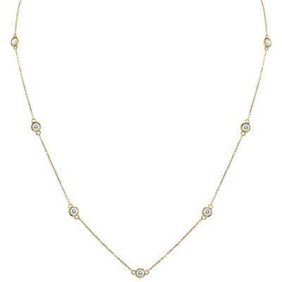 2 Carat TW Bezel Set Diamond Station Necklace in 14K Yellow Gold