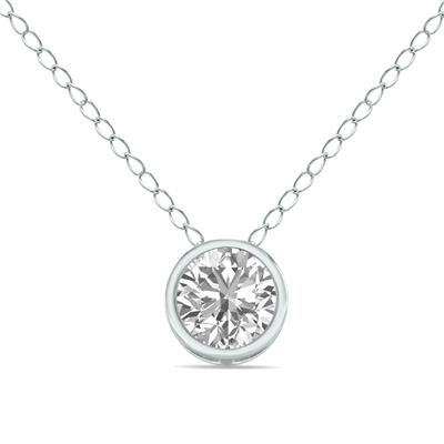 1/2 Carat Lab Grown Diamond Bezel Pendant in 14K White Gold (F-G Color, VVS1-VVS2 Clarity) 