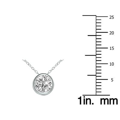 Lab Grown IGI Certified 3/4 Carat Round Solitaire Diamond Bezel Set Pendant in 14K White Gold (F-G Color, I1-I2 Clarity)