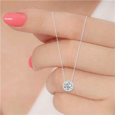 IGI Certified 1 Carat Lab Grown Diamond Bezel Pendant in 14K White Gold