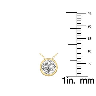 Lab Grown 3/4 Carat Round Solitaire Diamond Bezel Set Pendant in 14K Yellow Gold