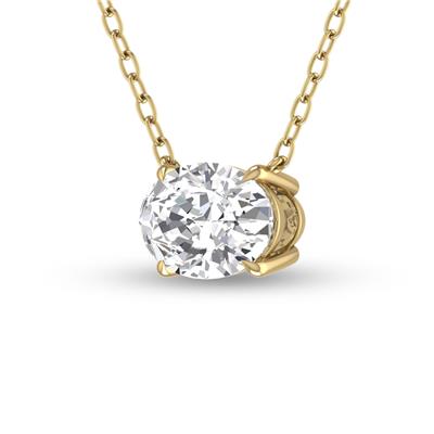 Lab Grown 1/2 Carat Floating Oval Diamond Solitaire Pendant in 14K Yellow Gold