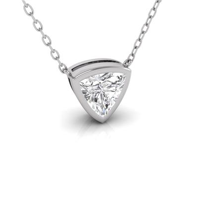 Lab Grown 1/2 Carat Trillion Shaped Bezel Set Diamond Solitaire Pendant in 14K White Gold