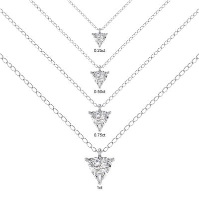 Lab Grown 1/2 Carat Trillion Shaped Solitaire Diamond Pendant in 14K White Gold