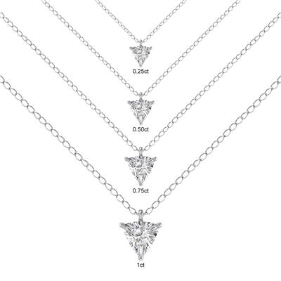 Lab Grown 1/2 Carat Trillion Shaped Solitaire Diamond Pendant in 14K White Gold