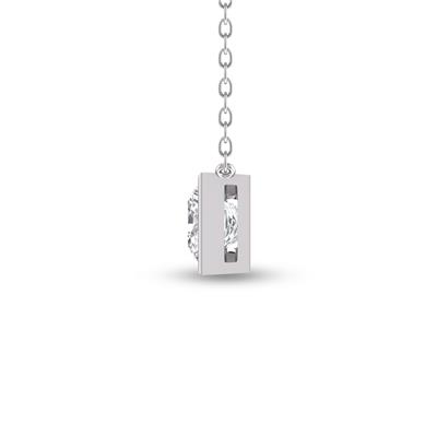 Lab Grown 1/4 Carat Princess Cut Bezel Set Diamond Solitaire Pendant in 14K White Gold