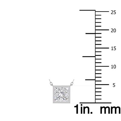 Lab Grown 3/4 Carat Princess Cut Bezel Set Diamond Solitaire Pendant in 14K White Gold