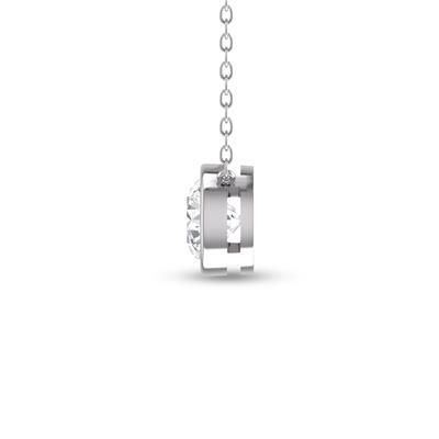 Lab Grown 3/4 Carat Round Bezel Set Diamond Solitaire Pendant in 14K White Gold