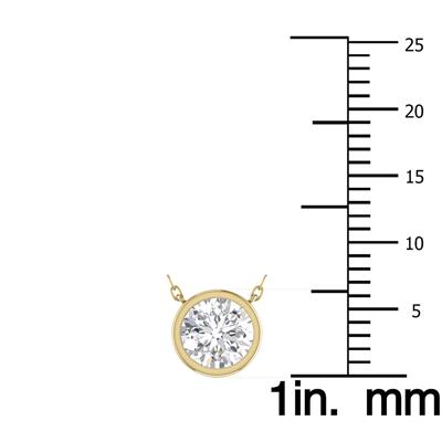 Lab Grown 1 Carat Round Bezel Set Diamond Solitaire Pendant in 14K Yellow Gold