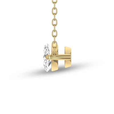 Lab Grown 1/4 Carat Floating Marquise Diamond Solitaire Pendant in 14K Yellow Gold