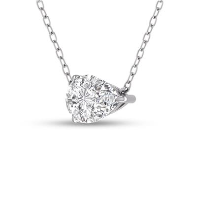 Lab Grown 1/4 Carat Floating Pear Shaped Diamond Solitaire Pendant in 14K White Gold