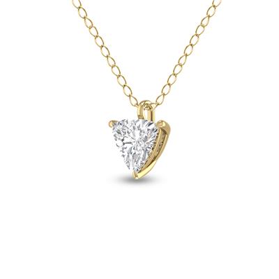 Lab Grown 1 Carat Trillion Shaped Solitaire Diamond Pendant in 14K Yellow Gold