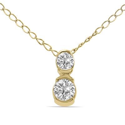 1/5 CTW Two Stone Lab Grown Diamond Pendant in 10K Yellow Gold (F-G Color, VS1- VS2 Clarity)