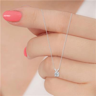 1/4 Carat Lab Grown Diamond Round Solitaire Pendant in 14K White Gold