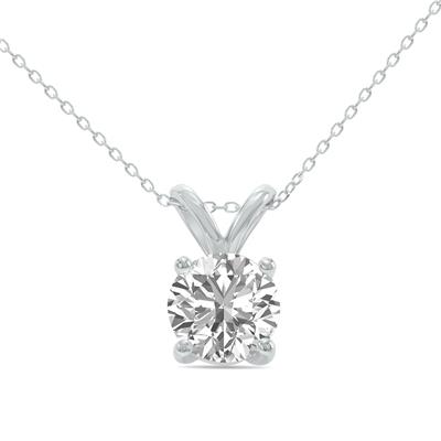 1/4 Carat Lab Grown Diamond Round Solitaire Pendant in 14K White Gold