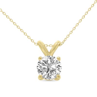 1/4 Carat Lab Grown Diamond Round Solitaire Pendant in 14K Yellow Gold