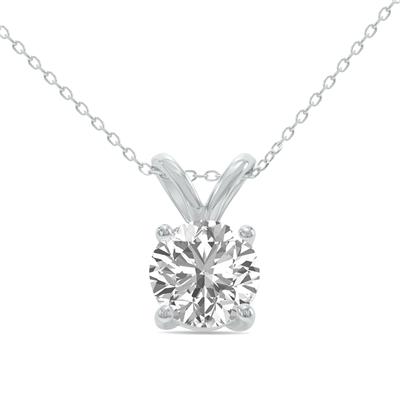1 Carat Lab Grown Diamond Round Solitaire Pendant in 14K White Gold