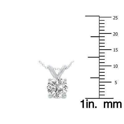 1 Carat Lab Grown Diamond Round Solitaire Pendant in 14K White Gold