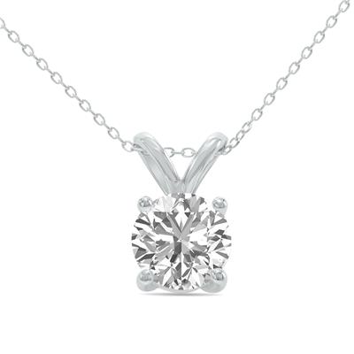1.50 Carat Lab Grown Diamond Round Solitaire Pendant in 14K White Gold