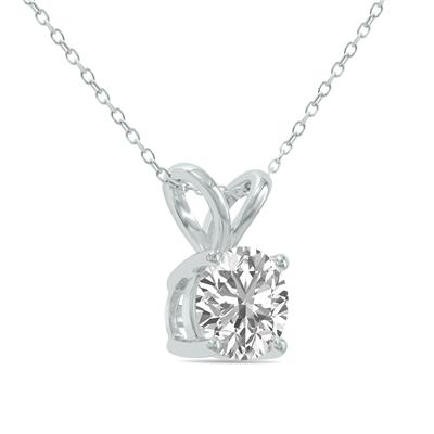 1.50 Carat Lab Grown Diamond Round Solitaire Pendant in 14K White Gold
