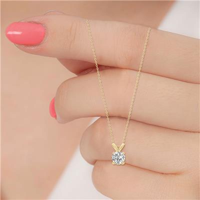 1.50 Carat Lab Grown Diamond Round Solitaire Pendant in 14K Yellow Gold
