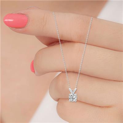 2 Carat Lab Grown Diamond Round Solitaire Pendant in 14K White Gold