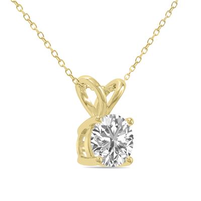 2 Carat Lab Grown Diamond Round Solitaire Pendant in 14K Yellow Gold