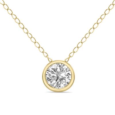 1/3 Carat Lab Grown Diamond Bezel Pendant in 14K Yellow Gold