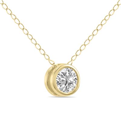 1/3 Carat Lab Grown Diamond Bezel Pendant in 14K Yellow Gold