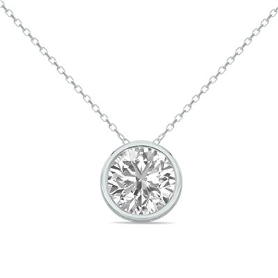 1.50 Carat Lab Grown Diamond Bezel Pendant in 14K White Gold