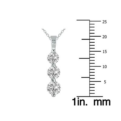 1 CTW Lab Grown Diamond Three Stone Snow Pendant in 10K White Gold