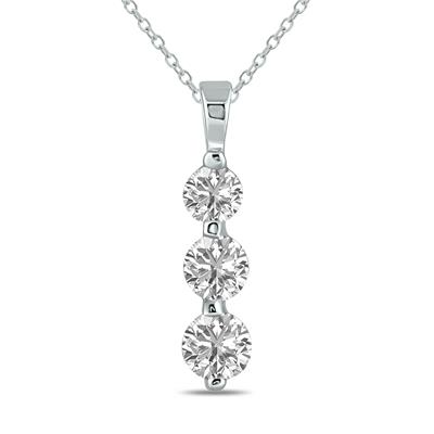 1.50 CTW Lab Grown Diamond Three Stone Snow Pendant in 10K White Gold