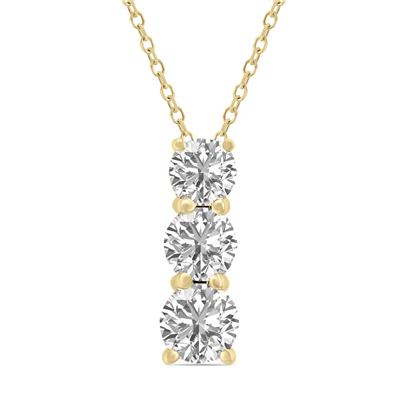 1.50 CTW Lab Grown Diamond Three Stone Pendant in 14K Yellow Gold