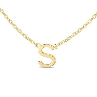 14K Solid Yellow Gold S Mini Initial Necklace