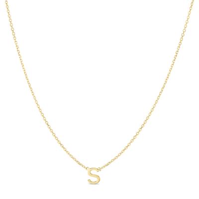 14K Solid Yellow Gold S Mini Initial Necklace