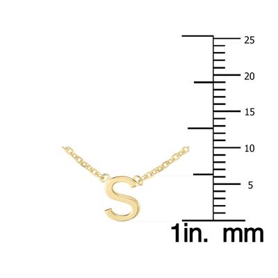 14K Solid Yellow Gold S Mini Initial Necklace
