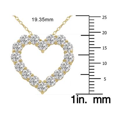 2 Carat TW Lab Grown Diamond Heart Shape Pendant in 14K Yellow Gold