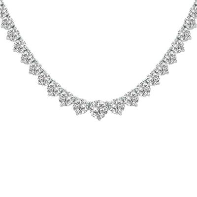 15 Carat TW Graduated Lab Grown Diamond Tennis Necklace in 14K White Gold