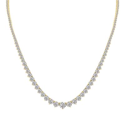 15 Carat TW Graduated Lab Grown Diamond Tennis Necklace in 14K Yellow Gold
