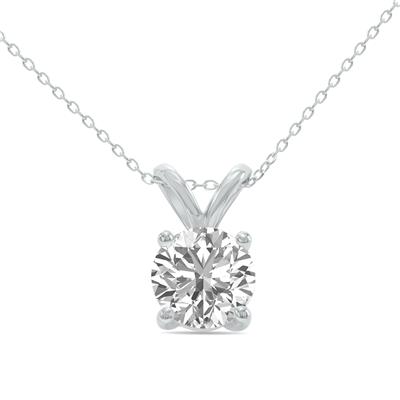 1/3 Carat Lab Grown Diamond Round Solitaire Pendant in 14K White Gold