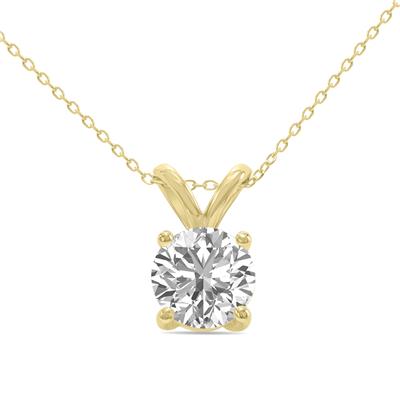1/3 Carat Lab Grown Diamond Round Solitaire Pendant in 14K Yellow Gold