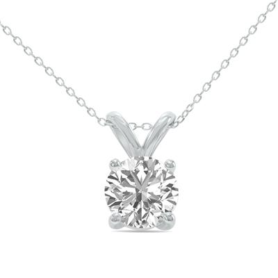 1/2 Carat Lab Grown Diamond Round Solitaire Pendant in 14K White Gold