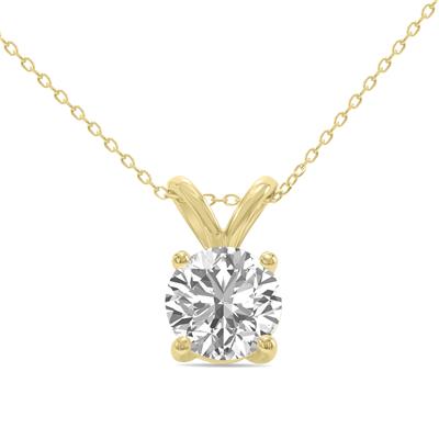 1/2 Carat Lab Grown Diamond Round Solitaire Pendant in 14K Yellow Gold